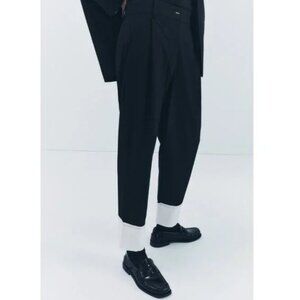 NEW! ZARA Poplin Hem Menswear Style Black Pants